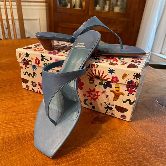 Jeffrey Campbell NWT/in box Sz 9 kitten .5” heel thong sandals, beautiful blue - Picture 7 of 16